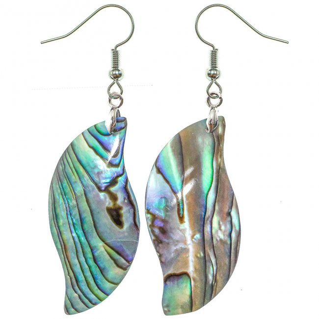 Boucles d'oreilles vague en nacre abalone