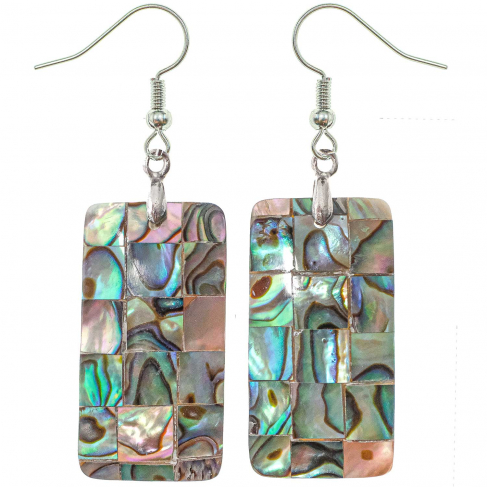 Boucles d'oreilles vague en nacre abalone