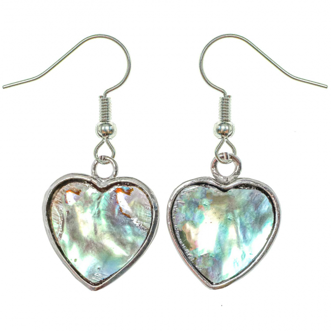 Boucles d'oreilles en forme de coeur avec nacre abalone