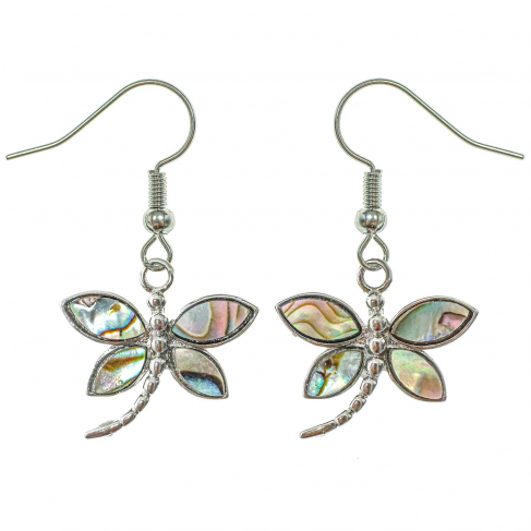 Boucles d'oreilles libellule avec nacre abalone