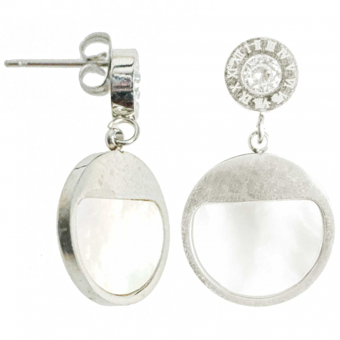 Boucles d'oreilles ronde métal et nacre