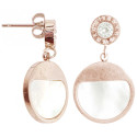 Boucles d'oreilles ronde métal rosé et nacre