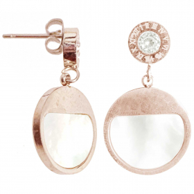 Boucles d'oreilles ronde métal rosé et nacre