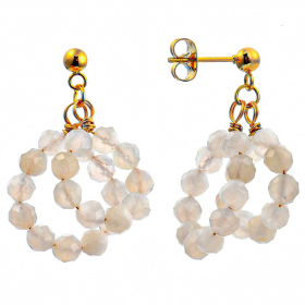 Boucles d'oreilles anneau de perles en pierre de lune blanche