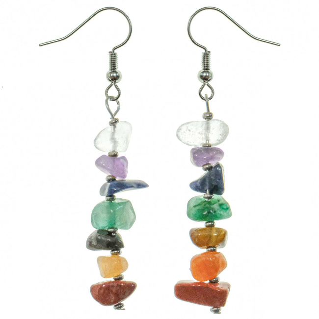 Boucles d'oreilles pendantes chakra en pierre naturelle