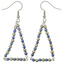 Boucles d'oreilles triangle avec perles de lapis-lazuli et pyrite