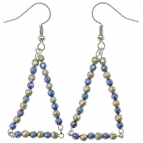 Boucles d'oreilles triangle avec perles de lapis-lazuli et pyrite
