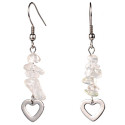 Boucles d'oreilles coeur en métal et cristal de roche