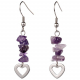 Boucles d'oreilles coeur en métal et améthyste