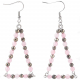 Boucles d'oreilles triangle avec perles de quartz rose et pyrite