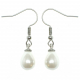 Boucles d'oreilles pendantes avec perle de culture blanche