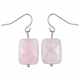 Boucles d'oreilles perle rectangulaire facettée quartz rose