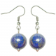 Boucles d'oreilles pendante perle ronde lapis-lazuli