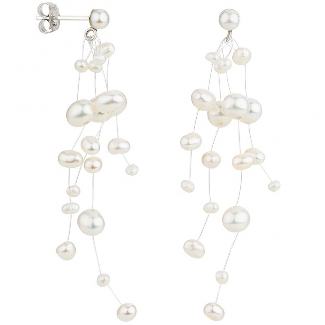 Boucles d'oreilles avec perles de culture suspendues