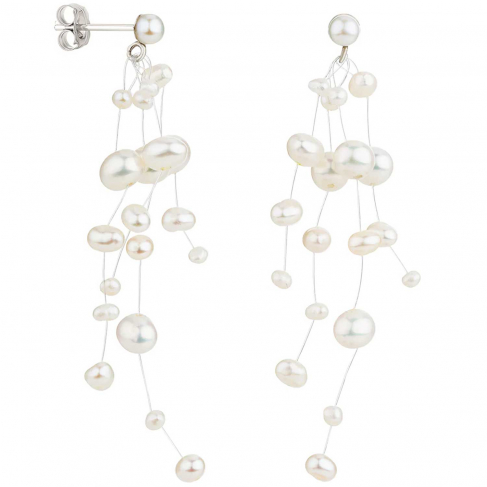 Boucles d'oreilles avec perles de culture suspendues