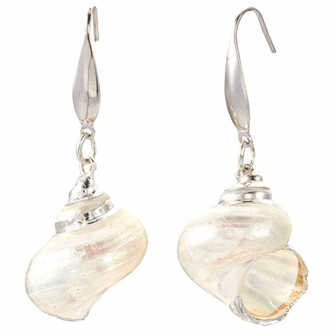 Boucles d'oreilles coquillage nacré argenté