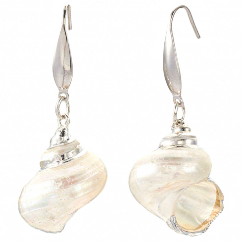 Boucles d'oreilles coquillage nacré argenté