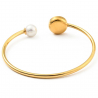 Bracelet manchette doré ouvert protection mauvais oeil nacre et perle du culture