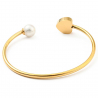 Bracelet manchette doré ouvert protection mauvais oeil coeur nacre et perle du culture