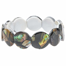 Bracelet élastiqué avec ronds de nacre abalone paua