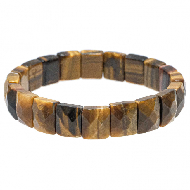 Bracelet perles carrées facettées en oeil de tigre
