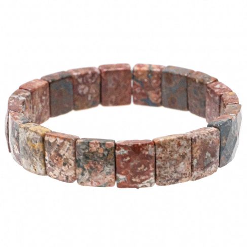 Bracelet perles carrées facettées en jaspe peau de léopard
