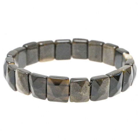 Bracelet perles carrées facettées en obidienne oeil céleste