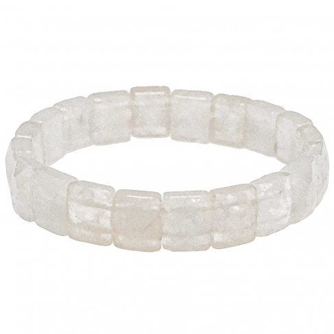 Bracelet perles carrées facettées en cristal de roche