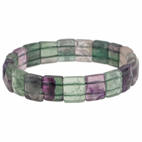 Bracelet perles carrées facettées en fluorite multicolore