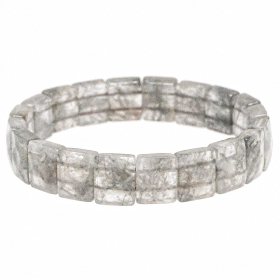 Bracelet perles carrées facettées en quartz nuageux
