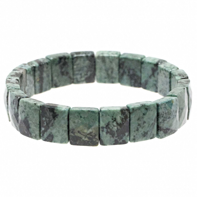 Bracelet perles carrées facettées en onyx verte