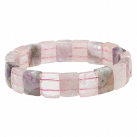 Bracelet perles carrées facettées en améthyste et quartz rose