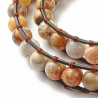 Bracelet wrap 2 tours avec perles d'agate crazy lace sur cordon cuir arbre de vie 
