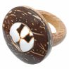Bague ronde en bois de coco et coquillage incrusté - Modèle 1