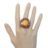 Bague ronde en bois de coco et coquillage pecten orange incrusté