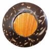 Bague ronde en bois de coco et coquillage pecten orange incrusté