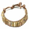 Bracelet wrap colonnes en agate crazy lace et cuir