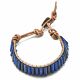 Bracelet wrap colonnes en lapis-lazuli et cuir