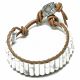 Bracelet wrap colonnes en howlite et cuir