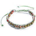 Bracelet wrap avec chaine vénitienne et perles rondes en unakite