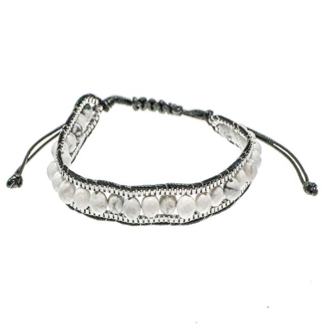 Bracelet wrap avec chaine vénitienne et perles rondes en howlite
