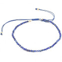 Bracelet fin ajustable avec petites perles facettées en lapis lazuli