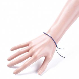 Bracelet fin ajustable avec petites perles facettées en lapis lazuli