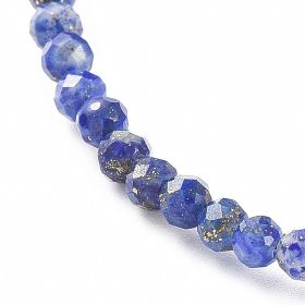 Bracelet fin ajustable avec petites perles facettées en lapis lazuli