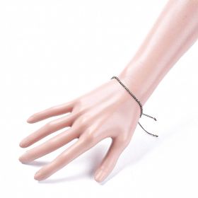 Bracelet fin ajustable avec petites perles facettées en pyrite