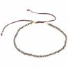 Bracelet fin ajustable avec petites perles facettées en pyrite