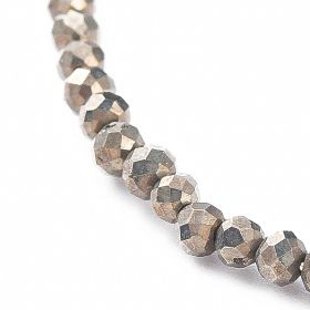 Bracelet fin ajustable avec petites perles facettées en pyrite