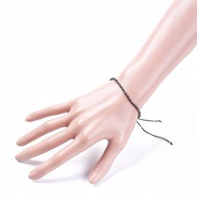 Bracelet fin ajustable avec petites perles facettées en obsidienne larmes d'apache