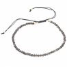 Bracelet fin ajustable avec petites perles facettées en obsidienne larmes d'apache