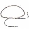 Bracelet fin ajustable avec petites perles facettées en obsidienne larmes d'apache